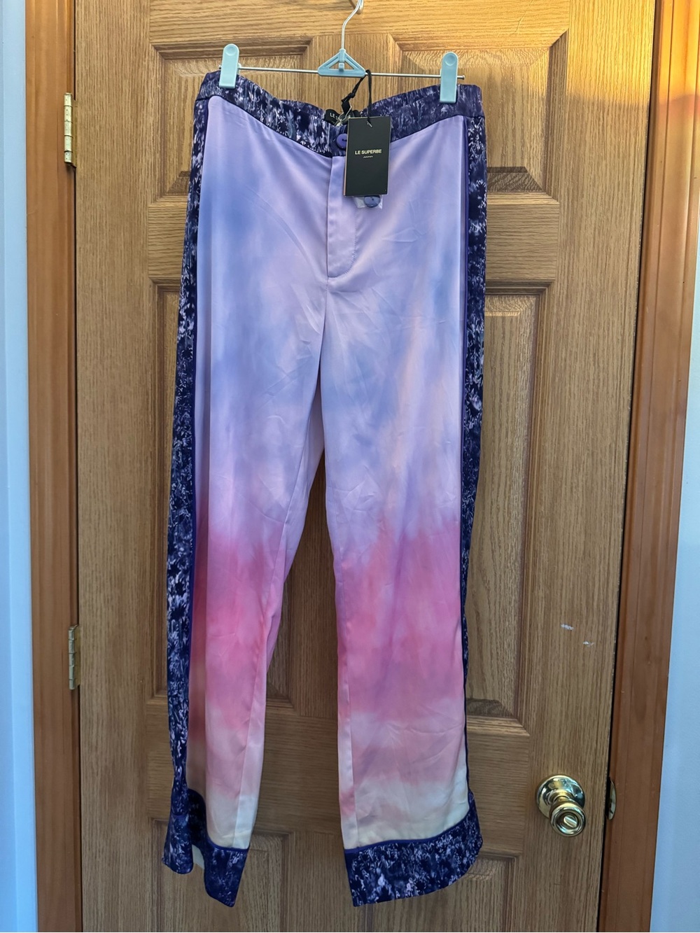 NWT Le Superbe Sunset Ombre Satin Tuxedo Stripe Pants